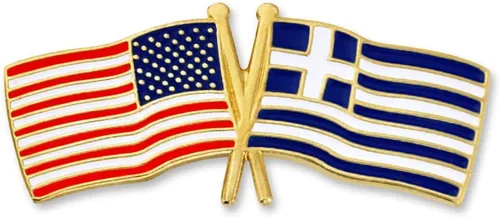 Vista 168 de PinMart Pin de solapa esmaltado con bandera de la amistad cruzada de Estados Unidos y el mundo