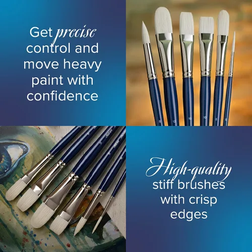 Vista 4 de Silver Brush 1912 Bristlon Dagger Striper Brush - Brocha para pinturas acrílicas y al óleo, tamaño 1/4 pulgada, mango largo, azul cobalto Long