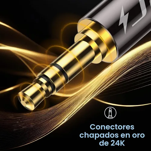 Vista 6 de J&D Cable de extensión de audio auxiliar de 0.138 in, carcasa de cobre chapado en oro, resistente, adaptador de audio estéreo TRS macho a hembra