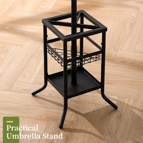 Vista 3 de Yoobure Perchero Independiente - Árbol de Abrigos con Soporte para Paraguas, Perchero de Metal con 12 Ganchos, Soporte Moderno para Colgar Abrigos