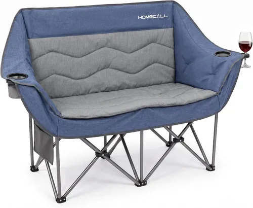 Vista 8 de HOMECALL Silla de campamento doble de gran tamaño para adultos, soporte de sofá biplaza plegable resistente de 700 libras, sofá de campamento extra