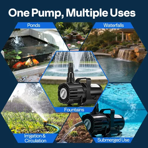 Vista 6 de VIVOHOME - Bomba de agua sumergible de flujo ajustable de 100 W, 700-1800 GPH Stepless Flow Control, 14ft Max Lift, 180° Seamless Adjustable