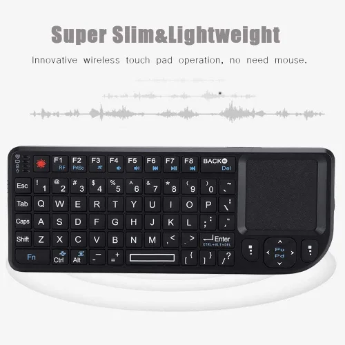 Vista 4 de Teclado táctil inalámbrico de 2.4 GHz, súper delgado y ligero, recargable, ultra delgado, USB retroiluminado, Plug and Play, compatible con HTPC