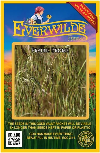 Vista 4 de Everwilde Farms - Semillas de hierba nativa Prairie Brome de 1 onza - Gold Vault