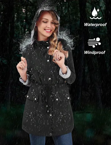 Vista 3 de BBX Lephsnt Impermeable ligero para mujer. Impermeable para actividades en exteriores.