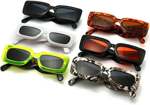 Vista 5 de laureles Square Snakeskin Pattern Rectángulo Gafas de sol Hombres Mujeres Vintage Fluorescente Verde Sombra Gafas