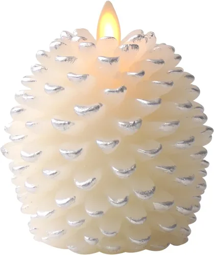 Vista 13 de Luminara Pinecone - Velas sin llama, con acabado marrón tiza, figuras de piña, velas LED de cera real sin perfume, funcionan