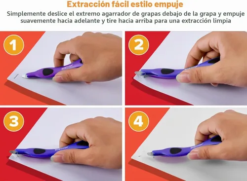 Vista 5 de Bostitch Removedor magnético profesional de grapas fácil, palillo extractor de grapas de color neón, herramienta removedor de grapas para oficina