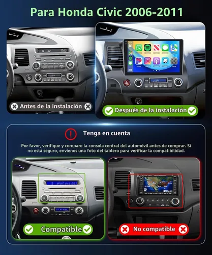 Vista 2 de 4G+128G Android 15 Radio de coche para Honda Civic 2006 2007 2008 2009 2010