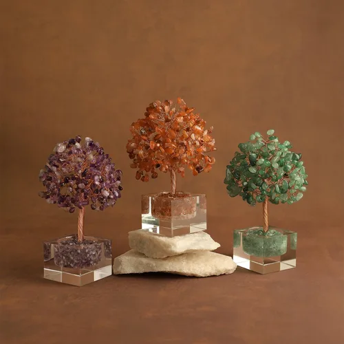Vista 3 de Árbol de la vida de cristal de amatista, decoración de escritorio de oficina en casa, árbol bonsái hecho a mano para calmar, curación espiritual