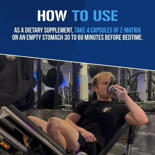 Vista 6 de EVL Suplemento de recuperación post entrenamiento, magnesio y zinc, ZMatrix Zinc Magnesio Aspartato Suplemento de recuperación muscular para apoyo