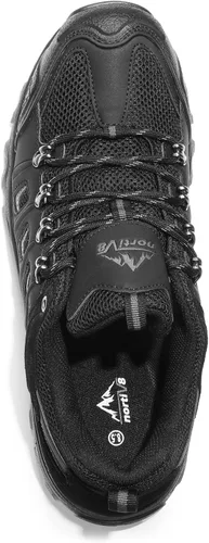 Vista 5 de NORTIV 8 Zapatos de senderismo impermeables para hombre, zapatos de senderismo de cuero para exteriores, senderismo, camping, caminata