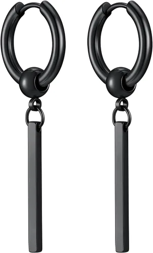 Vista 12 de Richsteel Dangle Earrings for Men,Stainless Steel Silver/Black/Gold plated Pendientes colgantes de oro B3
