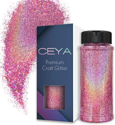 Vista 14 de Ceya - Polvo de purpurina holográfica ultra fina, 1.1 LB/17.63 OZ, color negro láser, 1/128' 0.008' 0.2mm, en masa para manualidades, resina, vasos