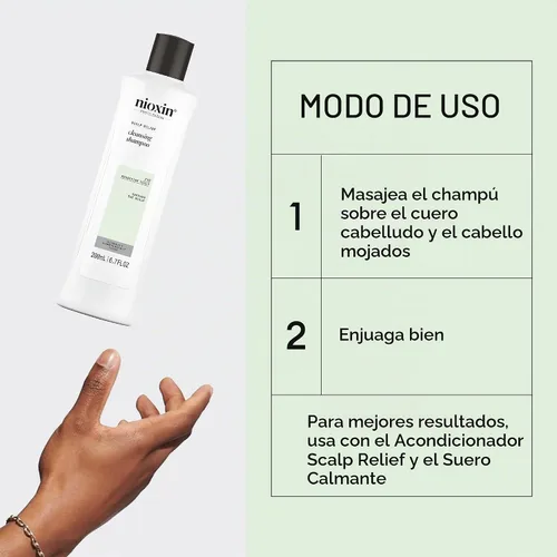 Vista 5 de Nioxin Scalp Relief Cleansing Shampoo Soothes, Hydrates, & Thickens Hair For Sensitive, Dry, & Itchy Scalp Made with Aloe Vera & Vitamin E