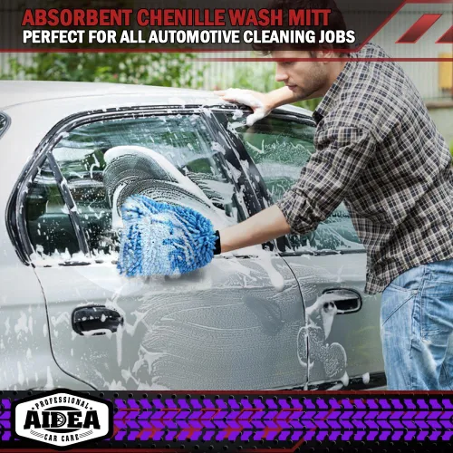 Vista 6 de AIDEA Manopla de Lavado de Coche de Microfibra-2PK, Sin Rayones y Sin Pelusas, Manopla de Lavado de Microfibra Chenille Premium-Azul Tamaño Regular