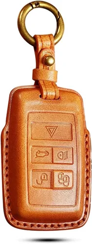 Vista 11 de SANRILY Funda de piel auténtica hecha a mano para llavero Land Rover 2021 2020 Range Evoque Sport y Jaguar Key Fob sin llave completa con llavero