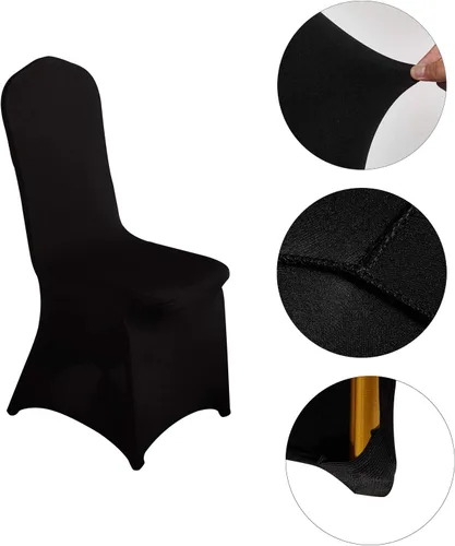 Vista 3 de LZY 6 piezas Fundas de Silla de Spandex Elásticas Fundas Deslizables para Fiestas de Boda, Fundas de Decoración de Sillas de Comedor y Banquete Negro