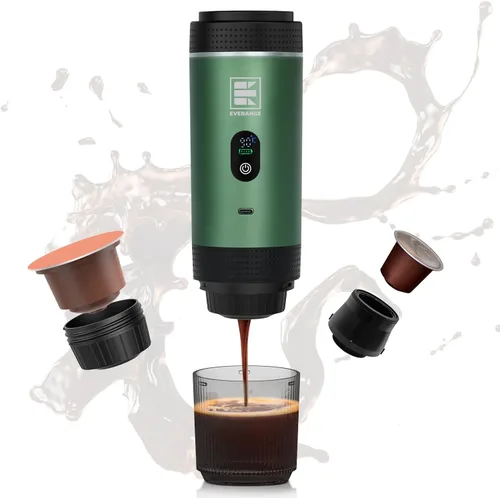 Vista 7 de Cafetera eléctrica portátil, cafetera de coche para viajes y campamento, cafetera a batería compatible con café molido y cápsulas NS, color negro