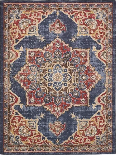 Vista 2 de Único Loom - Alfombra de la colección Utopia con estampado botánico vintage, tonos cálidos
