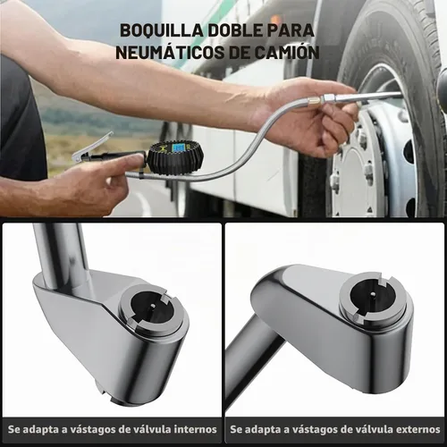 Vista 4 de Inflador digital de neumáticos con medidor de presión, 200 PSI, manguera