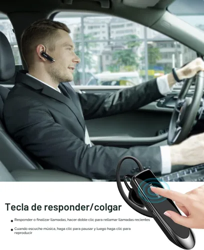 Vista 6 de [Paquete de 2] Auricular Bluetooth inalámbrico manos libres V5.0 24 horas conducción con micrófono 60 días auriculares Bluetooth en espera