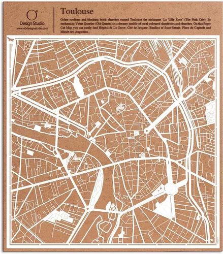 Vista 108 de O3 Design Studio Aberdeen - Mapa de papel cortado en papel blanco de 12 x 12 pulgadas