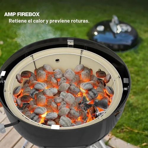 Vista 5 de onlyfire Cesta de ceniza de carbón de acero inoxidable, juego de cámara de combustión de carbón con deflector de calor para parrillas Weber