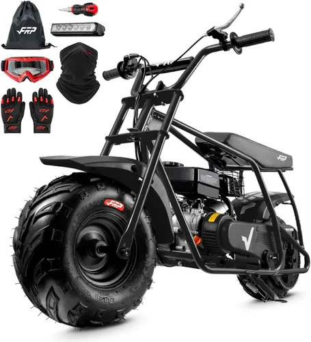 Vista 13 de FRP GMB100 Plus Gas Mini Bike 99cc 4 tiempos todoterreno Faro y polaina Negro