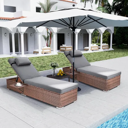 Vista 9 de Rophefx - Juego de 2 sillas de piscina para exteriores, color azul oscuro