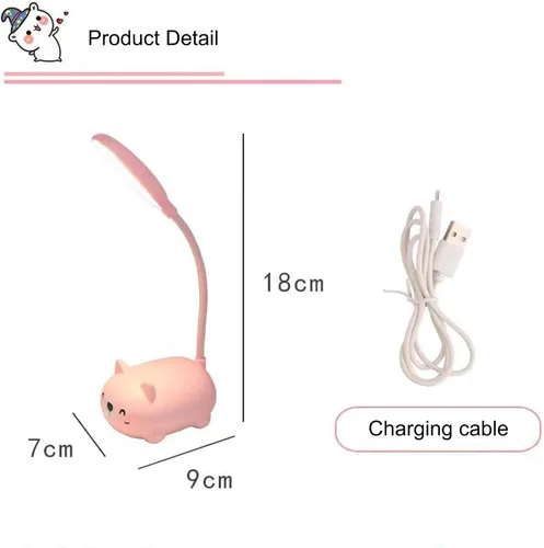 Vista 6 de Lámpara LED para Niños, Mini Lámpara de Gato para Mesa, Luz Nocturna LED Portátil, Linda Lámpara de Escritorio, Luz de Lectura Recargable por USB