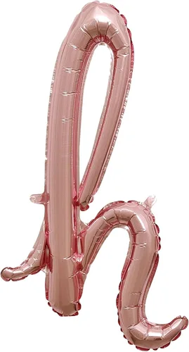 Vista 2 de Globo de aluminio en forma de escritura de oro rosa, 16 pulgadas (paquete de 1) - Elegante decoración de globos del alfabeto, perfecto para fiestas