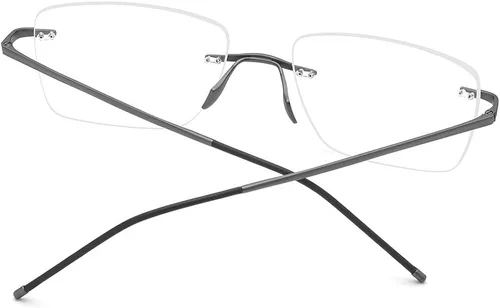 Vista 6 de FONEX Marco de lentes de titanio para hombre lentes cuadrados sin marco de miopía óptica 8557