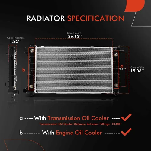Vista 2 de A-Premium Radiador de refrigerante de motor con enfriador de aceite compatible con Dodge Grand Caravan y Chrysler Town & Country y Plymouth Grand