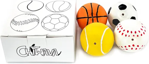 Vista 3 de CHIWAVA Paquete de 4 bolas deportivas de látex chirriante de 2.4 pulgadas, juego de pelotas deportivas para perros pequeños