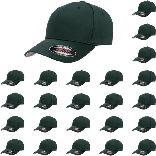 Vista 114 de Gorra de béisbol Flexfit Wooly Combed Premium de 6 paneles estructurada Ajuste elástico Paquete al por mayor disponible Negro
