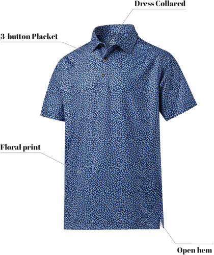 Vista 2 de DEOLAX Mens Golf Shirts Performance Moisture Wicking Mens Polo Shirt Fashion Print Dry Fit Golf Shirts Short Sleeve