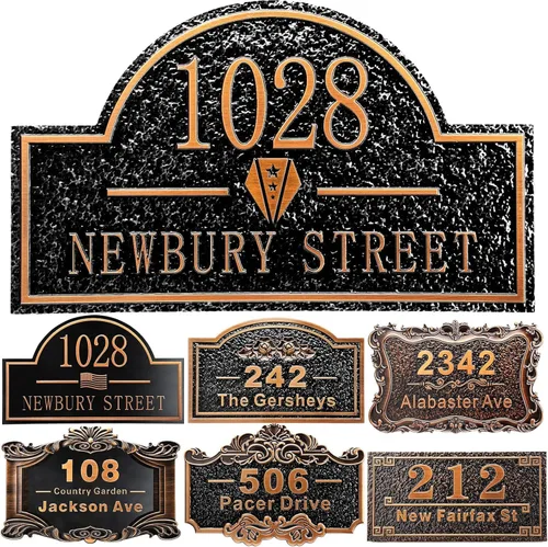 Vista 13 de Placa personalizada de dirección de casa de 12 pulgadas, números fundidos para exteriores, placa de señal de dirección personalizada con nombre