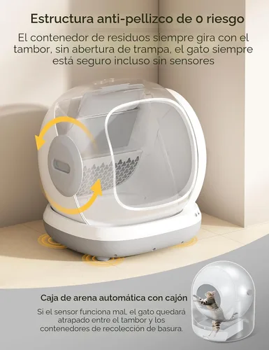 Vista 4 de Meowant Caja de Arena Autolimpiante, Caja de Arena Automática Autolimpiante con Control por APP, 75L Extra Grande Abierta de Entrada Baja Cajas