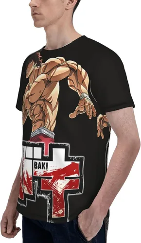 Vista 7 de Baki The Grappler Men T Shirts Short Sleeve T-Shirts 3D Print Crewneck Loose Breathable Top Sports Fitness Tee
