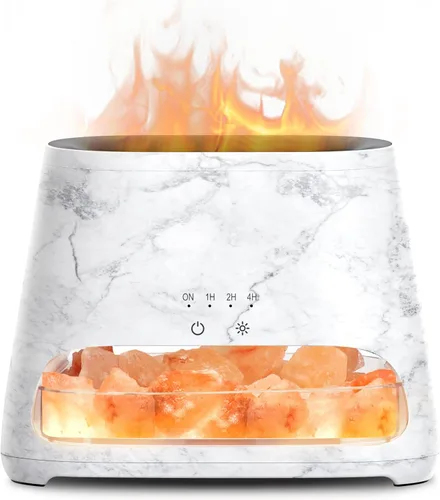 Vista 9 de SALKING Lámpara de sal del Himalaya 2 en 1 y difusor ultrasónico de aceite esencial, difusor de aromaterapia, humidificador de niebla fría, lámpara
