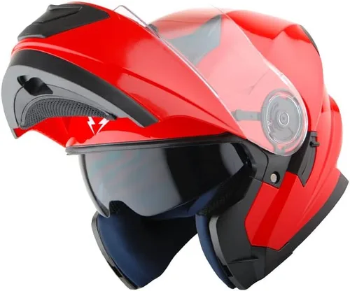 Vista 16 de 1Storm Nuevo Casco Modular de Motocicleta con Visera Dual Cara Completa y Luz Trasera LED Recargable: Modular901 Fibra de Carbon Negro