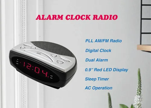 Vista 2 de HANNLOMAX Radio despertador HX-137CR, radio PLL AM/FM, alarma dual, pantalla LED de 0.9", solo operación de CA
