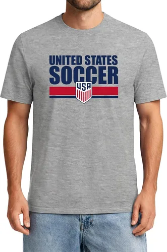 Vista 11 de Icon Sports Camiseta de algodón con licencia oficial de la Federación de Fútbol de Estados Unidos, unisex