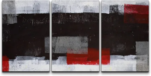 Vista 39 de wall26 Lienzo enmarcado para pared, juego de arte con trazos de pintura roja y naranja vibrante, paisaje, formas abstractas, ilustraciones, arte