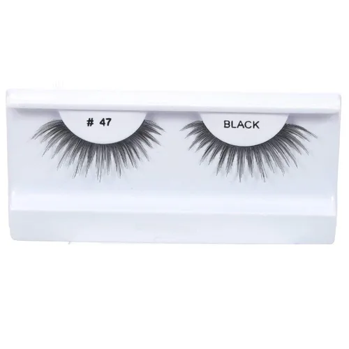 Vista 5 de 10 pares de pestañas postizas 100% cabello humano, negro natural #1