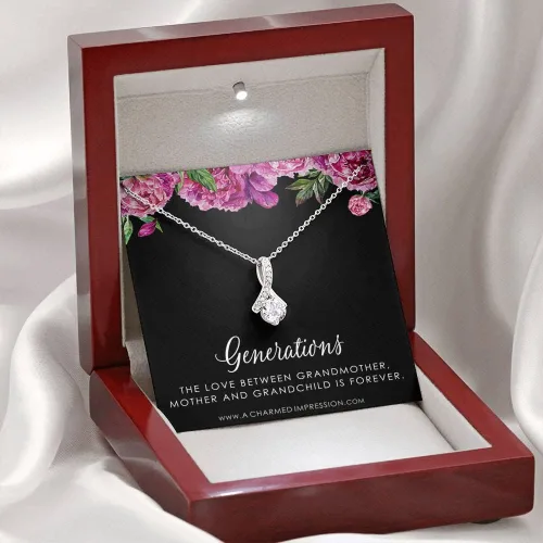 Vista 6 de A Charmed Impression Tres generaciones de amor Joyas de abuela, madre, hija e hijo Regalo para mamá, abuela, nieto, regalos pensados para mujeres