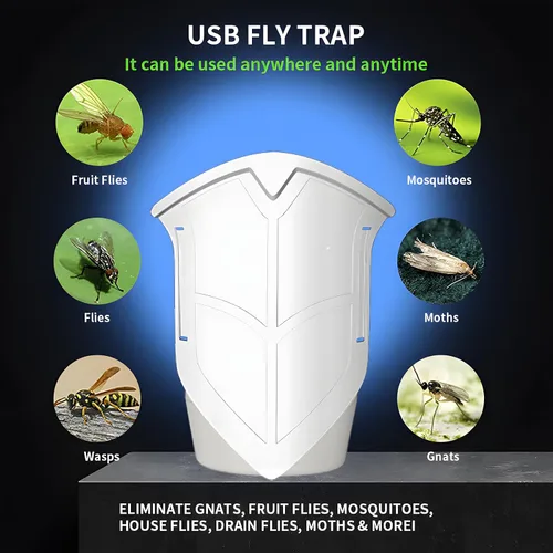 Vista 2 de Trampa para moscas de frutas para interiores para el hogar, mata insectos en interiores, trampa voladora con luz nocturna azul atrapador de polillas