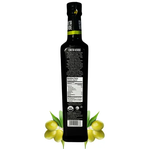 Vista 2 de CRETA VERDE - Aceite de oliva orgánico 100% griego extra virgen prensado en frío y alto polifenol Variedad Koroneiki Primer AOVE extraído
