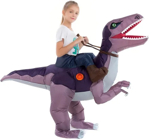 Vista 7 de HSCTEK: disfraz inflable de dinosaurio para niños y niñas Dilofosaurio